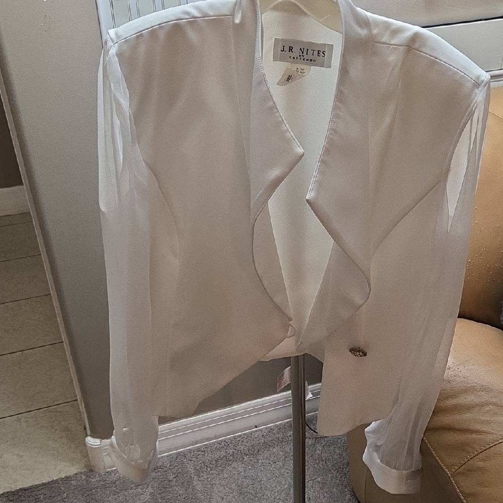 J.R. Nites Women's Elegant White Blazer